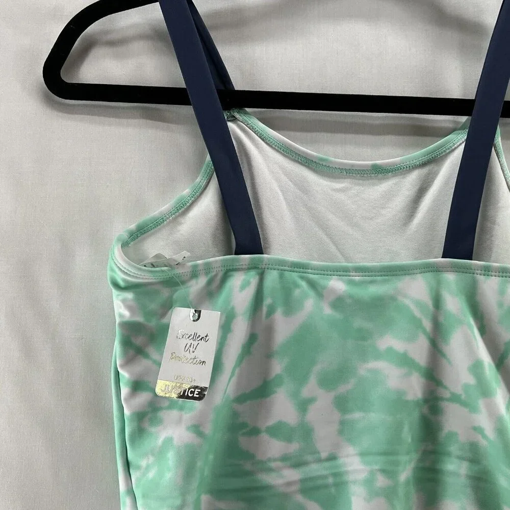 Justice Swimsuit Youth Size 16 Tie Dye One Piece Bathing Suit Beach Green